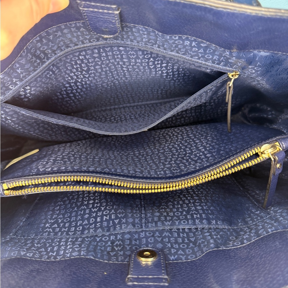 Kate Spade Navy Blue Leather Tote Bag – Grand Street Gabriel - Picture 8 of 12